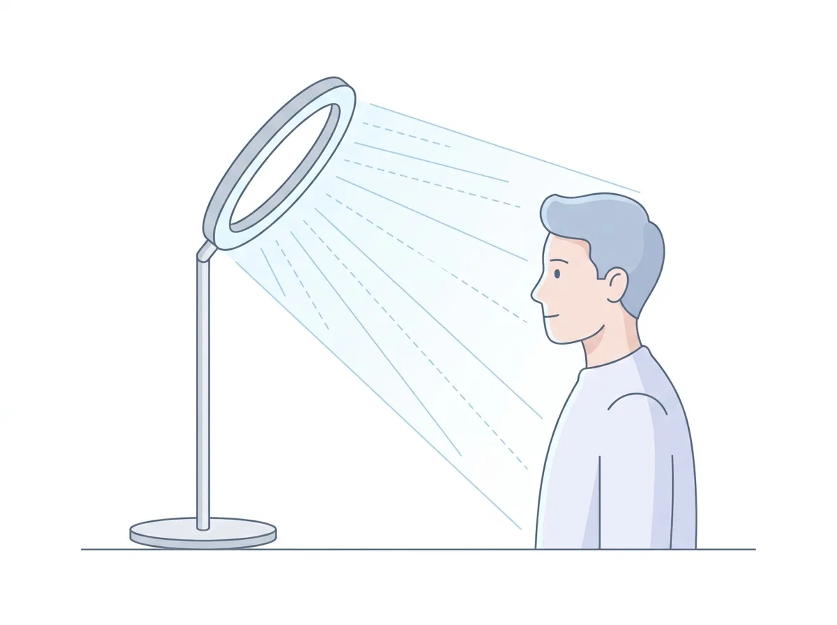 Diagram showing correct ring light angle at 45 degrees for professional headshot lighting
